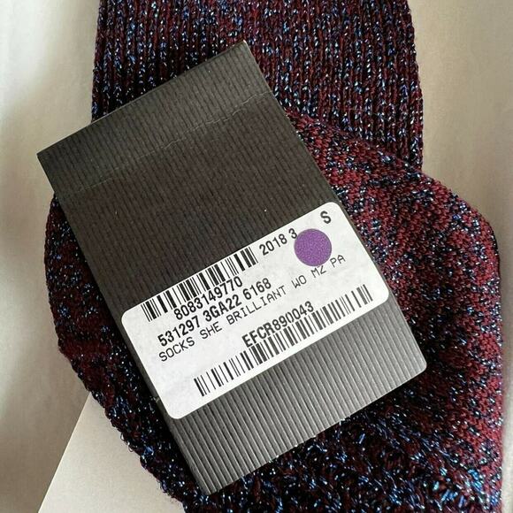 GUCCI Burgandy/Blue Metallic Accent Wool Sock, S8 (18-20cm) - Picture 6 of 10